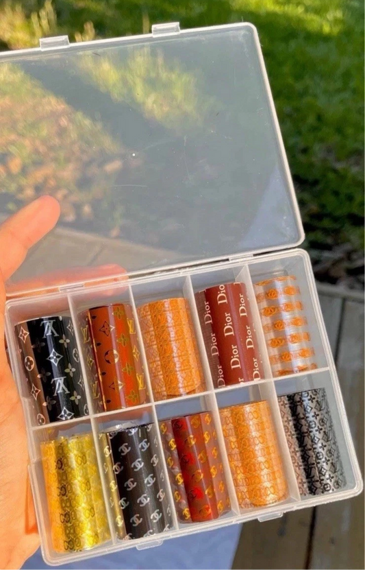 Brand new Nail foils Set of 10- Acrylic Nails Decals Foils