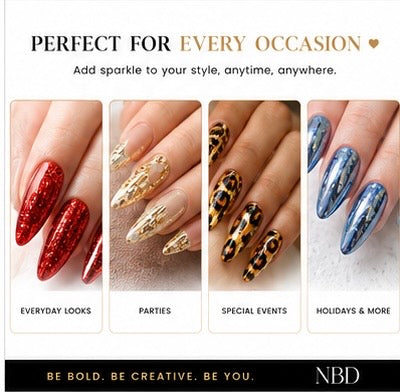 NBD Holographic Nail Foil Set – 10PCS Transfer Foils for Nail Art Designs | Metallic Chrome Foil Kit for Acrylic, Gel & Natural Nails