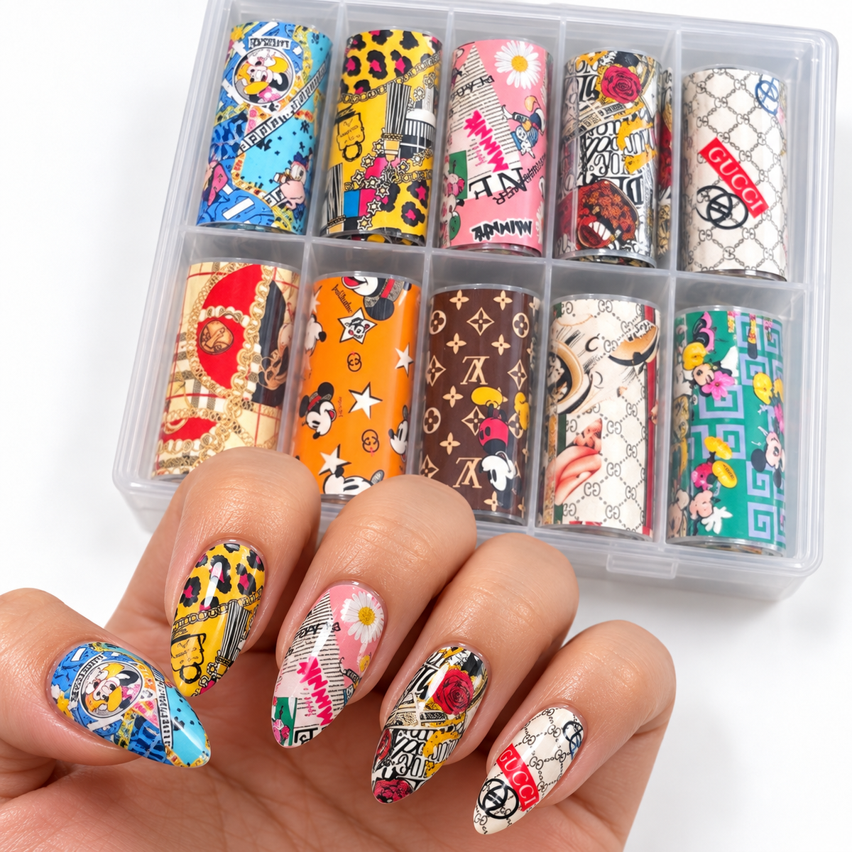 Brand new Nail foils Set of 10- Acrylic Nails Decals Foils