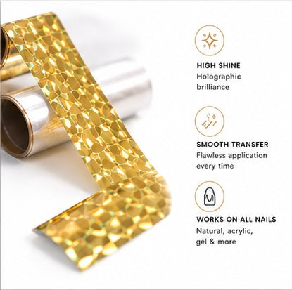 NBD Holographic Nail Foil Set – 10PCS Transfer Foils for Nail Art Designs | Metallic Chrome Foil Kit for Acrylic, Gel & Natural Nails