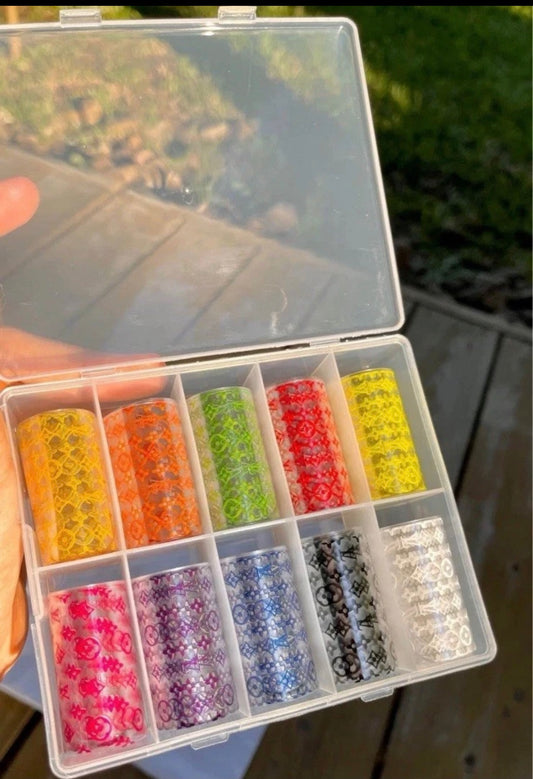 Brand new Nail foils Set of 10- Acrylic Nails Decals Foils