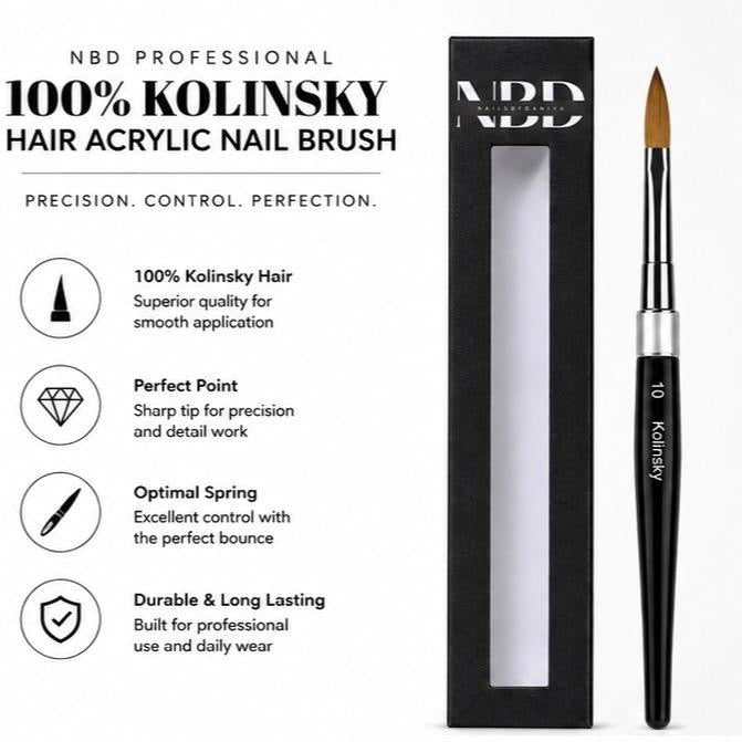 NBD Professional 100% Kolinsky Hair Acrylic Nail Brush Size # 8-16